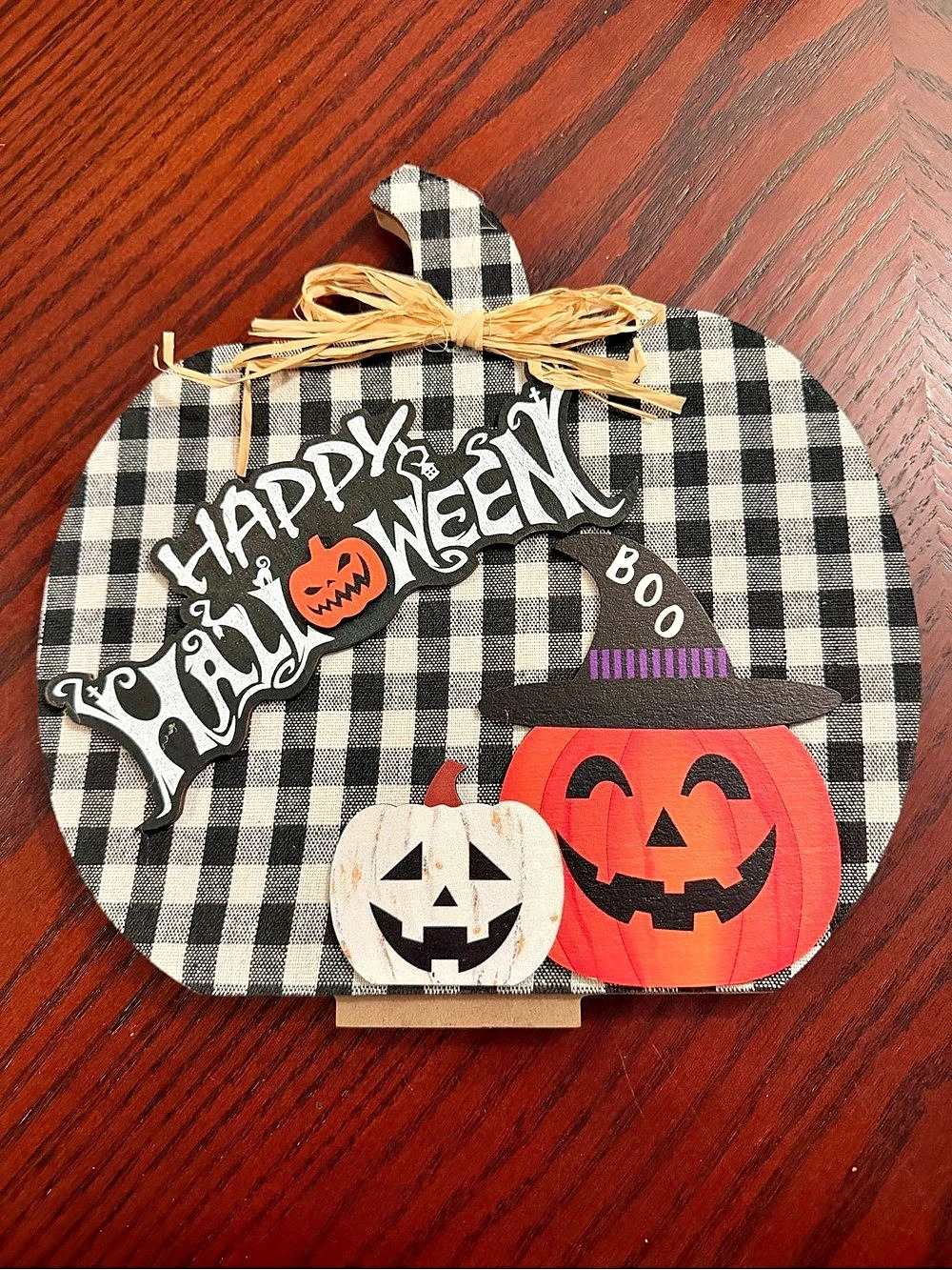 🎃New🎃Halloween Pumpkin Door Hanging Black & Orange